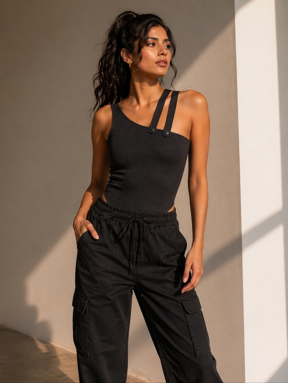 Koral Textured Bodysuit Small Black